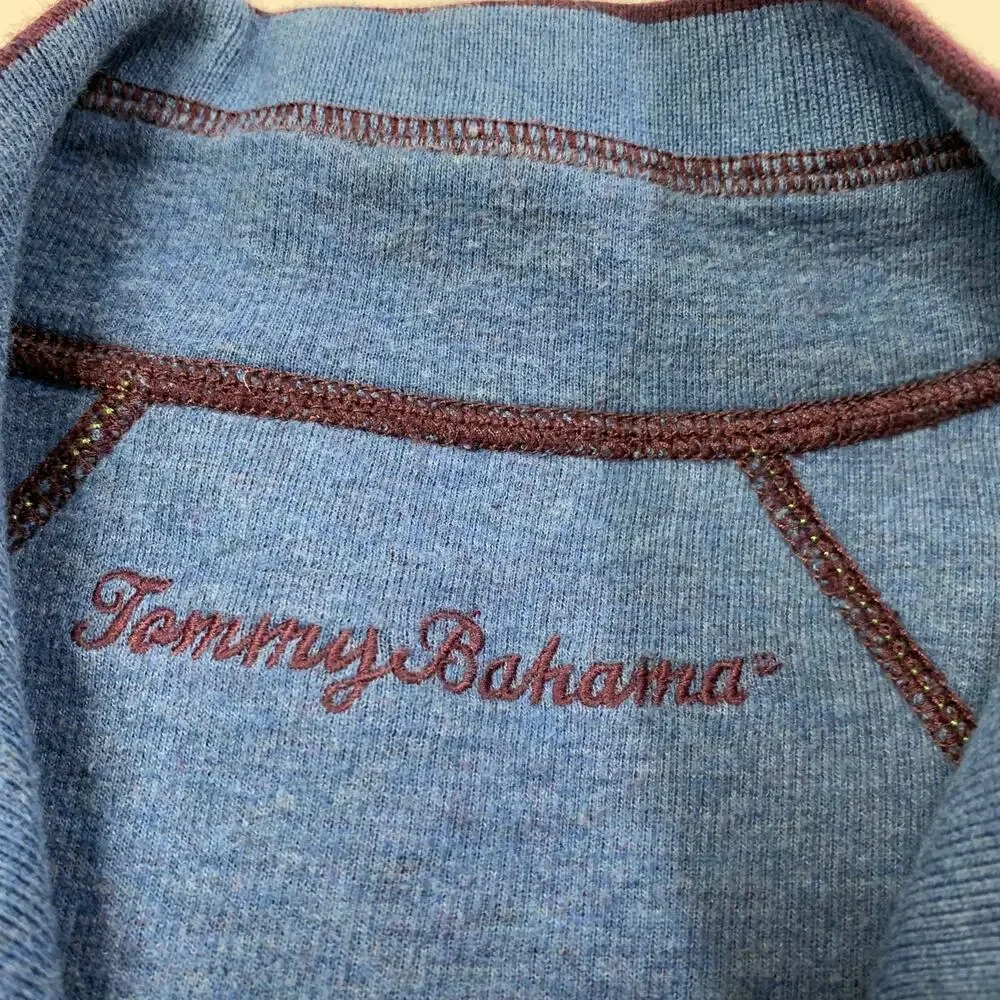 Tommy Bahama Sweater Mens XL Purple Blue Reversible Half Zip Knit Pullover